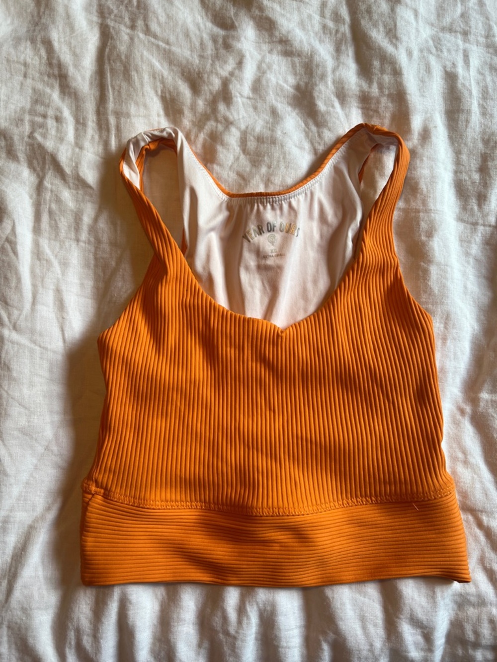 Year of Ours White Tank with Orange Trim